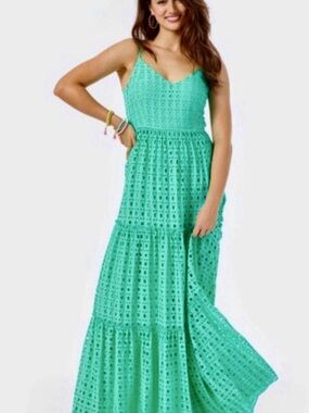 Lilly Pulitzer Mint Green Eyelet Maxi Dress